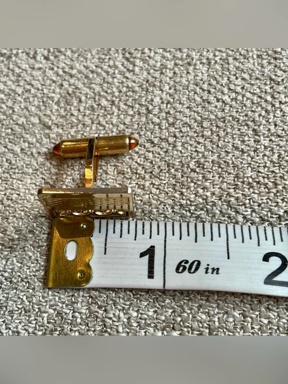 Krementz US Circa 1950’s Gold Tone Filigree Cabochon Toggle Bolt Cuff Links